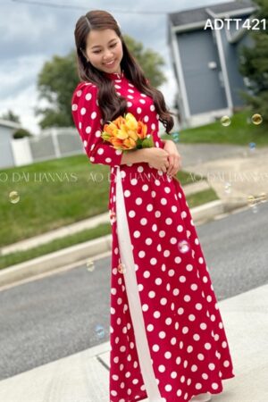 Áo dai chấm bi đỏ kiotviet baac65532e00d82ed152e5562a8308ac