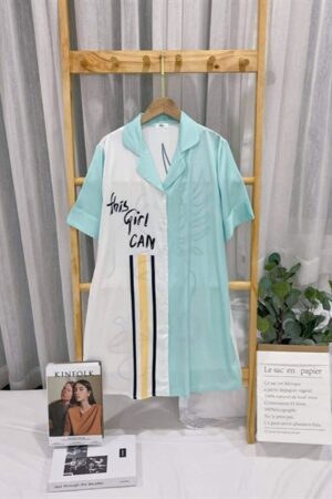 Sọc trắng xanh (váy lụa)