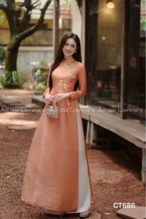Áo dài cách Tân thêu sen cam đất kiotviet be41171b6a9ebbbb7adb0632e657bf4b