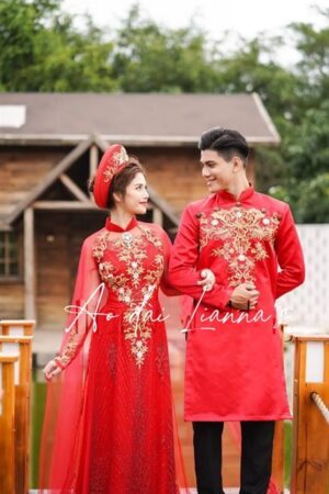 Set áo đai cưới thiết kế đỏ by Lianna’s