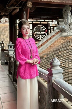 Set bà ba lụa tằm Hồng sen