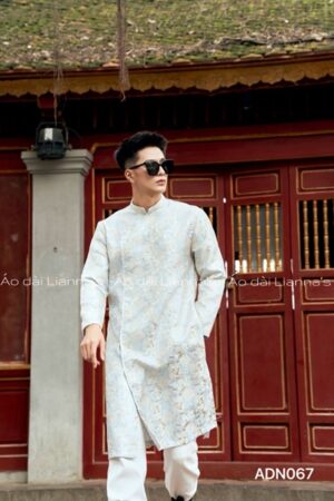 Áo dài nam gấm xanh phối gold nhat kiotviet d12c03976d5cbbdd082b5a53598fe754