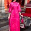 Ao dai suông hong sen hoa tiết in chìm kiotviet d163a1747e514af3fe8e3f50f285db0f
