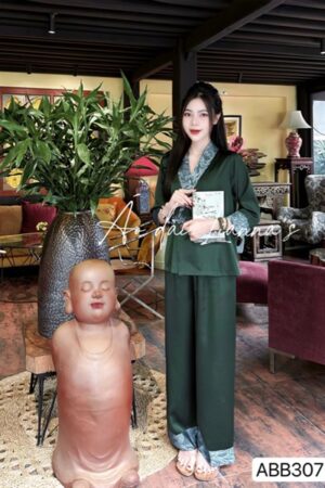 Set đi lễ cổ chéo phối gấm - tông màu xanh lá mạ kiotviet d35d0bdddbc32e0f5ef5f97d35562901
