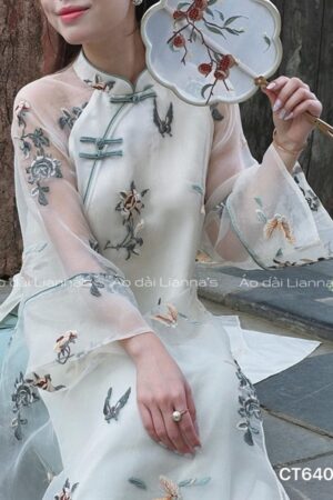 Áo dài tơ hoa xanh viền xanh kiotviet d6ac9de924686bb8e81a4cbe07b592c5