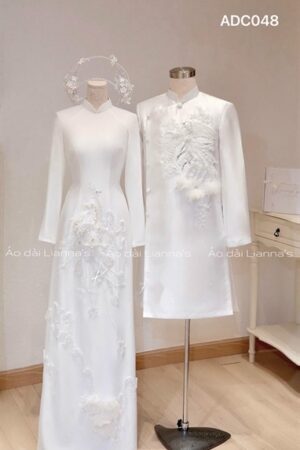 Cặp áo dài cưới trắng cao cấp