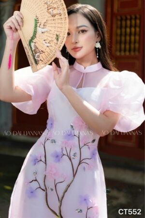 Áo dài cách tan Hồng tay phồng kiotviet d9480ed698d4590617ca20739977fe7c