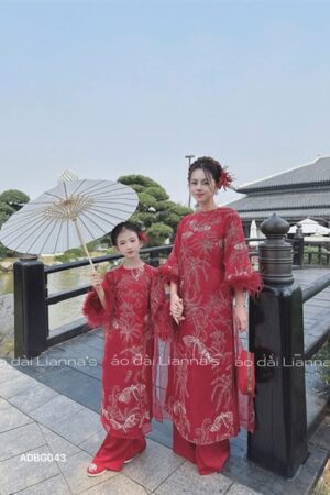 Áo dài bé gái đỏ tay long vũ kiotviet db6153f8ab08031978e4c8b3f309c5ce