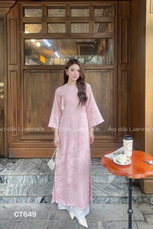 áo dài suông gấm hoa tiết tong Hồng kiotviet dd3d2864e445d19da035d1f1975052d9