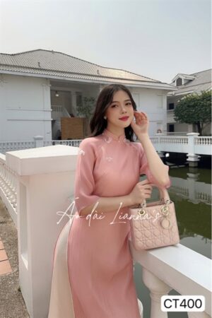 Áo dài form suông tơ hồng kiotviet df079ef86e72e7f41329551905f97092