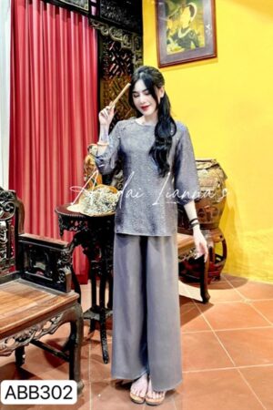 Set đi lễ gấm hoa hồng cao cấp xám kiotviet e01f836d4ac5e0122c1d7c34b92a2340