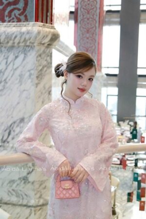 Áo dài cách Tân kim sa tông Hồng kiotviet e0b42f899848b0f3bd1839c24b254a4a