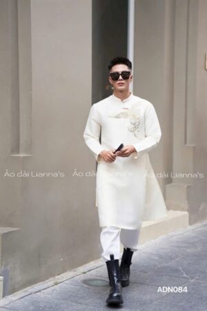 Áo nam trắng thêu chim