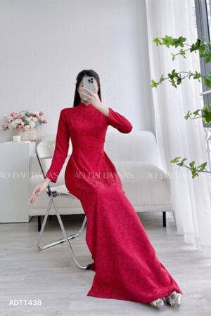 Áo dài gấm tơ hoa liễu đỏ đô kiotviet e50470bd27c8ee52a19403e079402c85