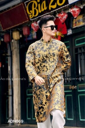 Áo dài gấm nam đen hoa tiết gold kiotviet e61a2398ed76ebc72299da85a904abc9