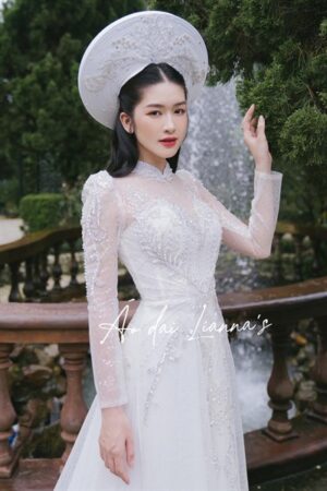 Áo dài cưới thiet kế trắng by Lianna’s