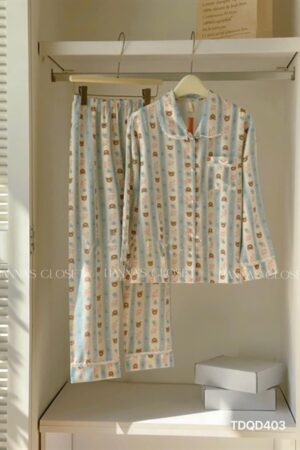 Lụa tay dài quan dạ gấu sọc xanh