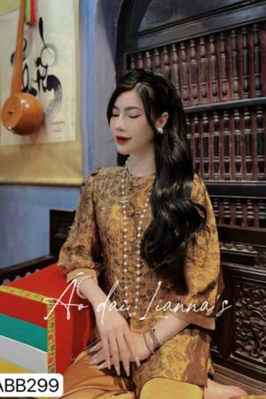 Set đi le gấm cao cấp nâu tay chun