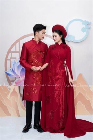 cặp ao dai cưới rồng phụng