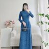 Áo dài gấm tơ hoa liễu xanh dương kiotviet f506ecfd0be631d54f51470d12dc942e