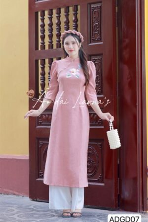 ADGD hồng ruốt đậm thêu hoa