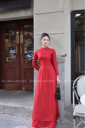 Áo dài lụa hà đông đỏ truyền thống kiotviet fe39187678977e5950606722f5ec0484