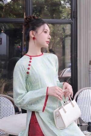 Áo dài tơ tằm lua Hà đông tong cốm kiotviet 01e02a9d9e47c13bfa0e679e0f3b5517