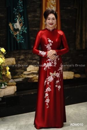 áo dài mẹ cao cấp theu kết hoa