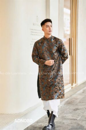 áo dài Nam đen họa tiết