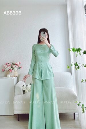 Set bà ba gấm tơ xanh Ngọc quan váy