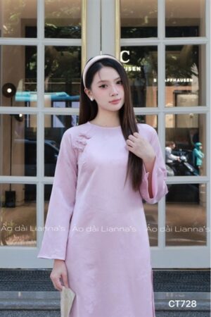 áo dài suông Hồng đỗ họa tiet bướm kiotviet 193cc52c48b9723e1b684b453b5ef392