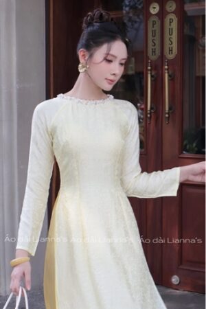 Áo dài tơ tằm hà đông truyền thống tong vàng kiotviet 1b8f569728d0274dab73d75dc387324d