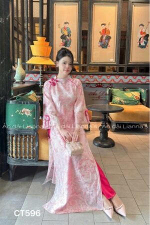 Áo dài cách Tân nơ hồng 🎀 sen kiotviet 1c191c7387ba6e5b712e2631d250d65d
