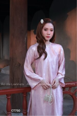 Áo dài suông lá trúc Hồng
