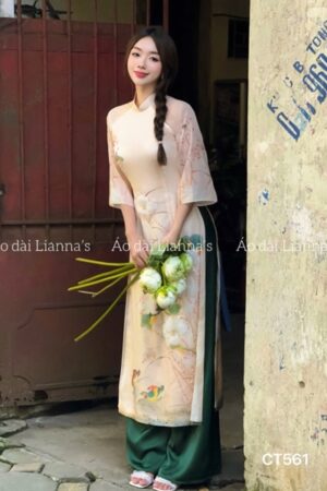 Áo dài cách tan hoa sen tong màu be kiotviet 2275a35b56725546d90a715b046717bc