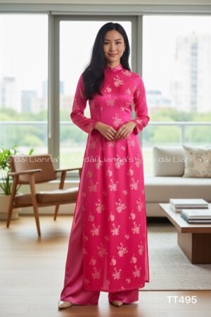 Áo dài Hồng sen nha xá