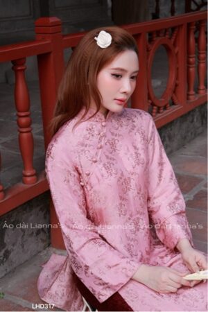 Áo dài tơ tằm hà đông Hồng ruốt