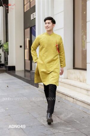 Áo dai nam tacpa vàng muối tiêu