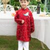 Áo dài bé trai đỏ theu chim