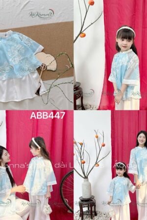 Bà ba bé gái ren lá xanh dương