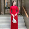 Áo dài truyền thống nhung đỏ họa tiết kiotviet 486e86da8e6a4840f242316b25737b6e