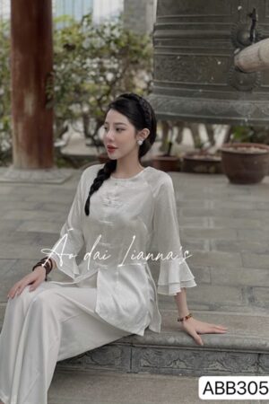 Set đi lễ tay loe cánh tien trắng