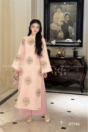 Áo dài cách Tân Hồng ren thêu tròn kiotviet 562bf66bbea0a70a3d8c418cfbe662b2