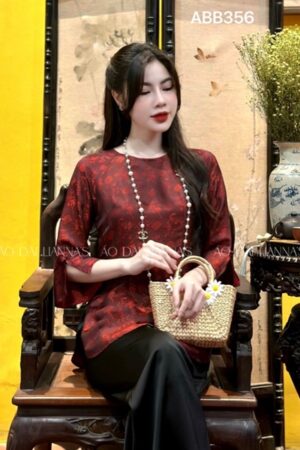 Set bà ba lụa nha xá cành trúc đỏ đô