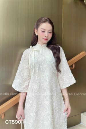 Áo dài cách tan lông hoa trang kem quan đỏ kiotviet 6110c24d677253646b4ffd17773f523a