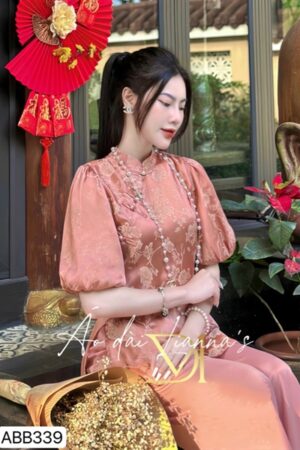 Set đi lễ hồng cổ tàu hoa lá