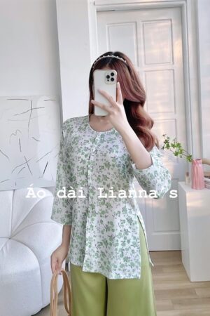 Ao Ba ba hoa nhi xanh la quan xanh