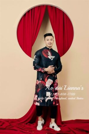 Đen gấm nam hoạ tiết thư sinh