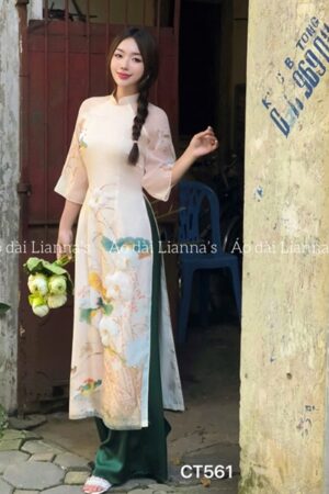 Áo dài cách tan hoa sen tong màu be kiotviet 6e61df491ce8b21b17447365681a0d89
