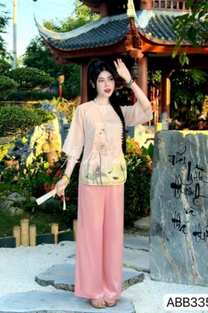 Set bà ba tơ hoa sen quan hồng